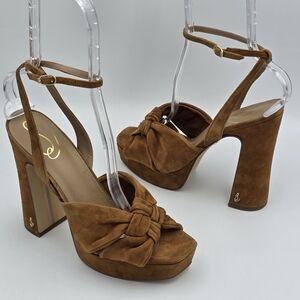 Sam Edelman Brown Suede Knotted Platform Heels